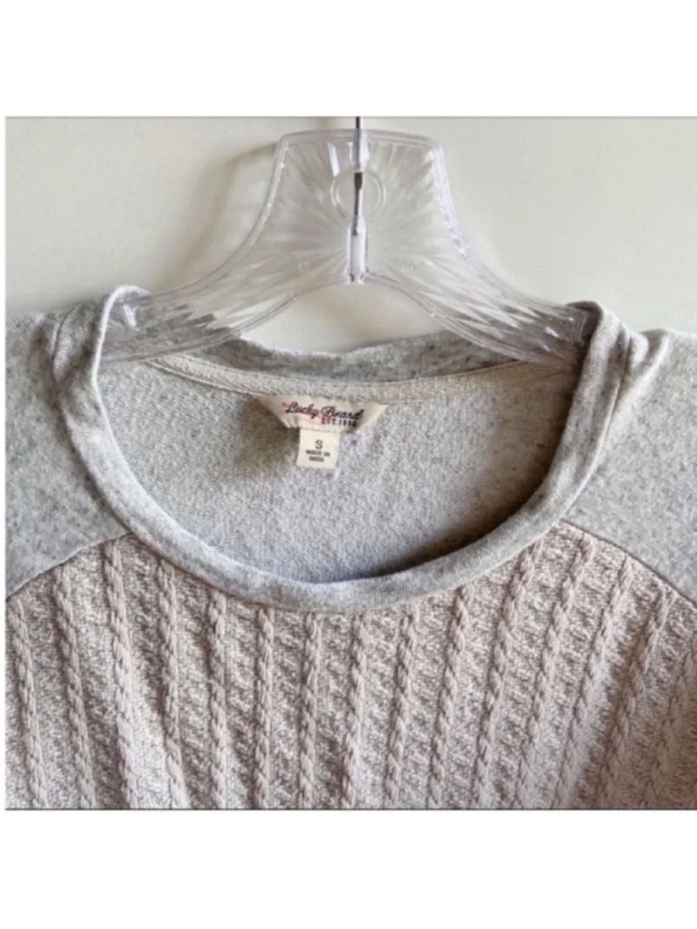 Lucky Brand sweater gray cable knit relaxed fit - Picture 4 of 8
